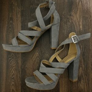 Chinese Laundry Gray Block Heel Sandals